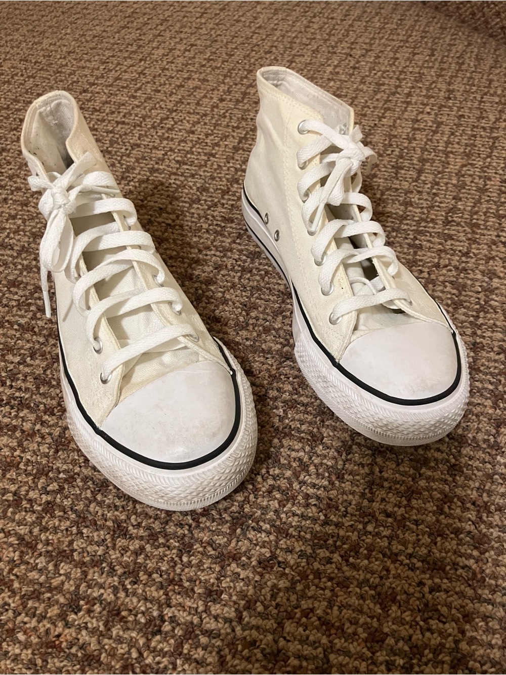 Women’s 10.5 White Canvas High-Top Sneakers | Retro Y2K Streetwear Shoes - Picture 6 of 6